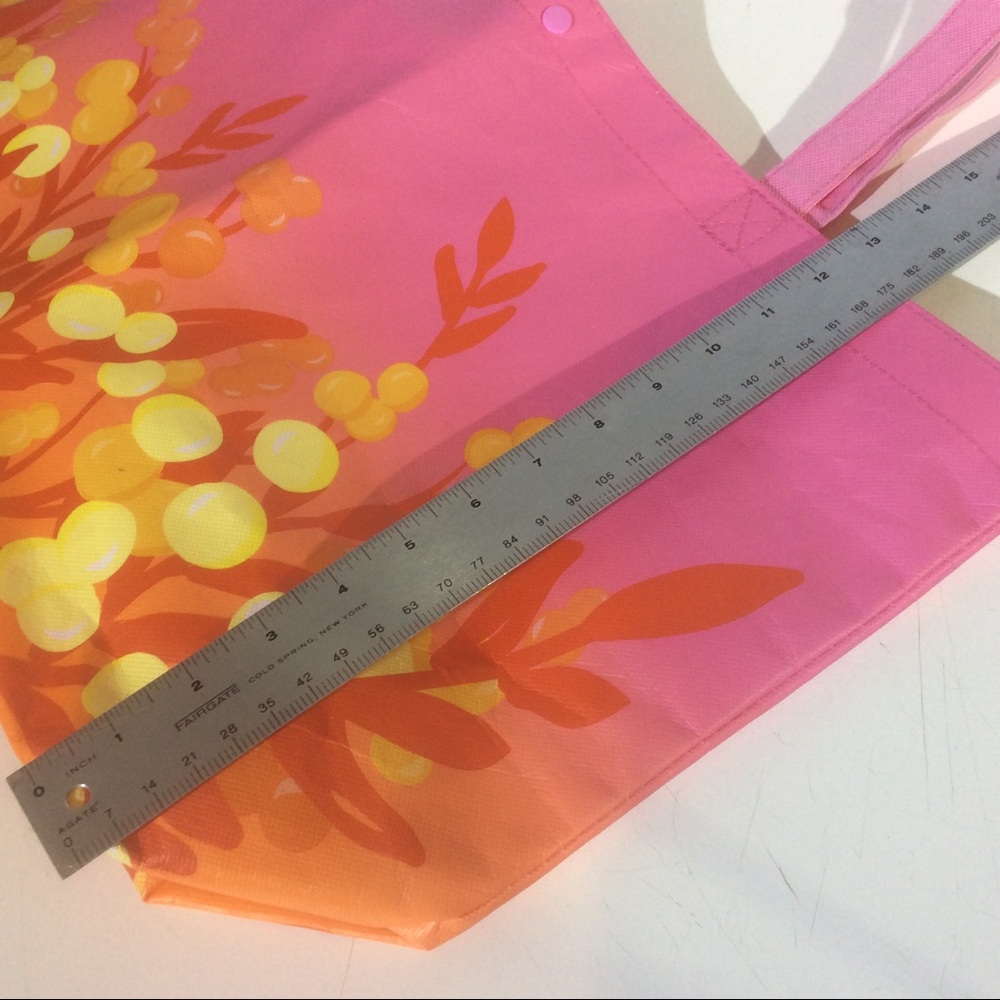 Bath and Body Works Pink Reusable Bag Yellow Flowers Floral Double Handle Tote - Picture 3 of 8